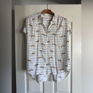 Jane and Delancey White Blouse with Animal Print